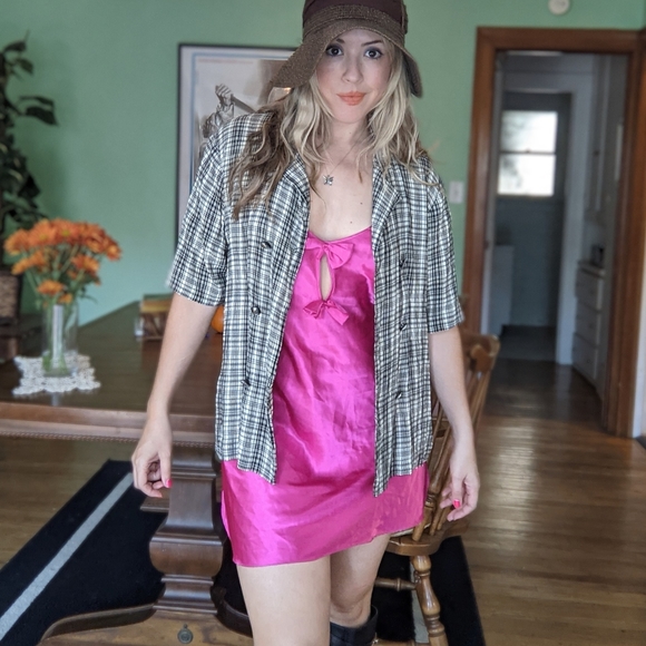 VTG Plaid Crinkle Blouse - Picture 7 of 10